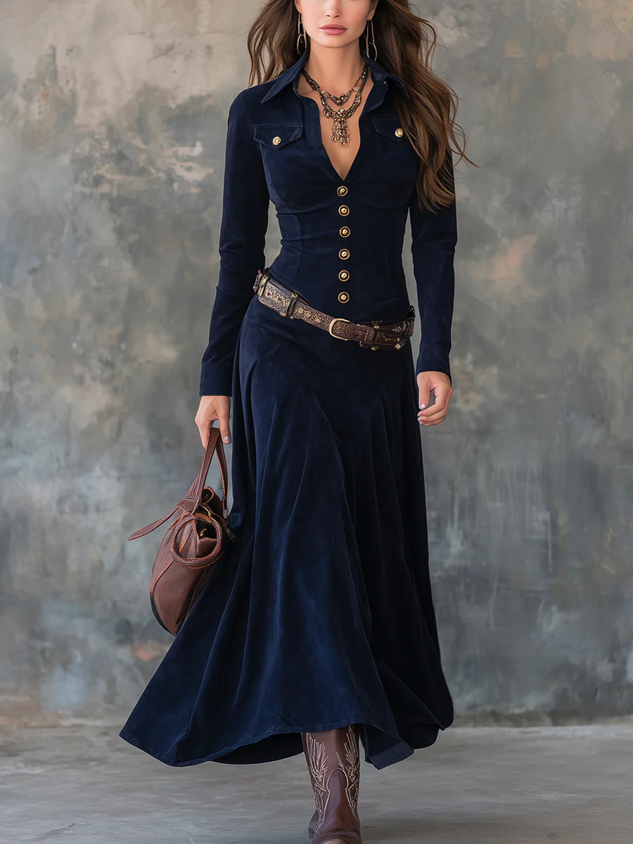 MILANA | Chic Suede-Texture Maxi Dress